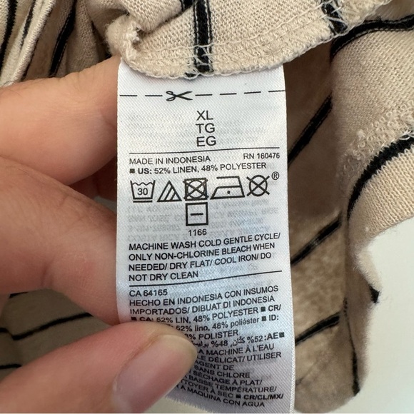 Old Navy Striped Henley Shirt Cream & Black - Picture 5 of 5